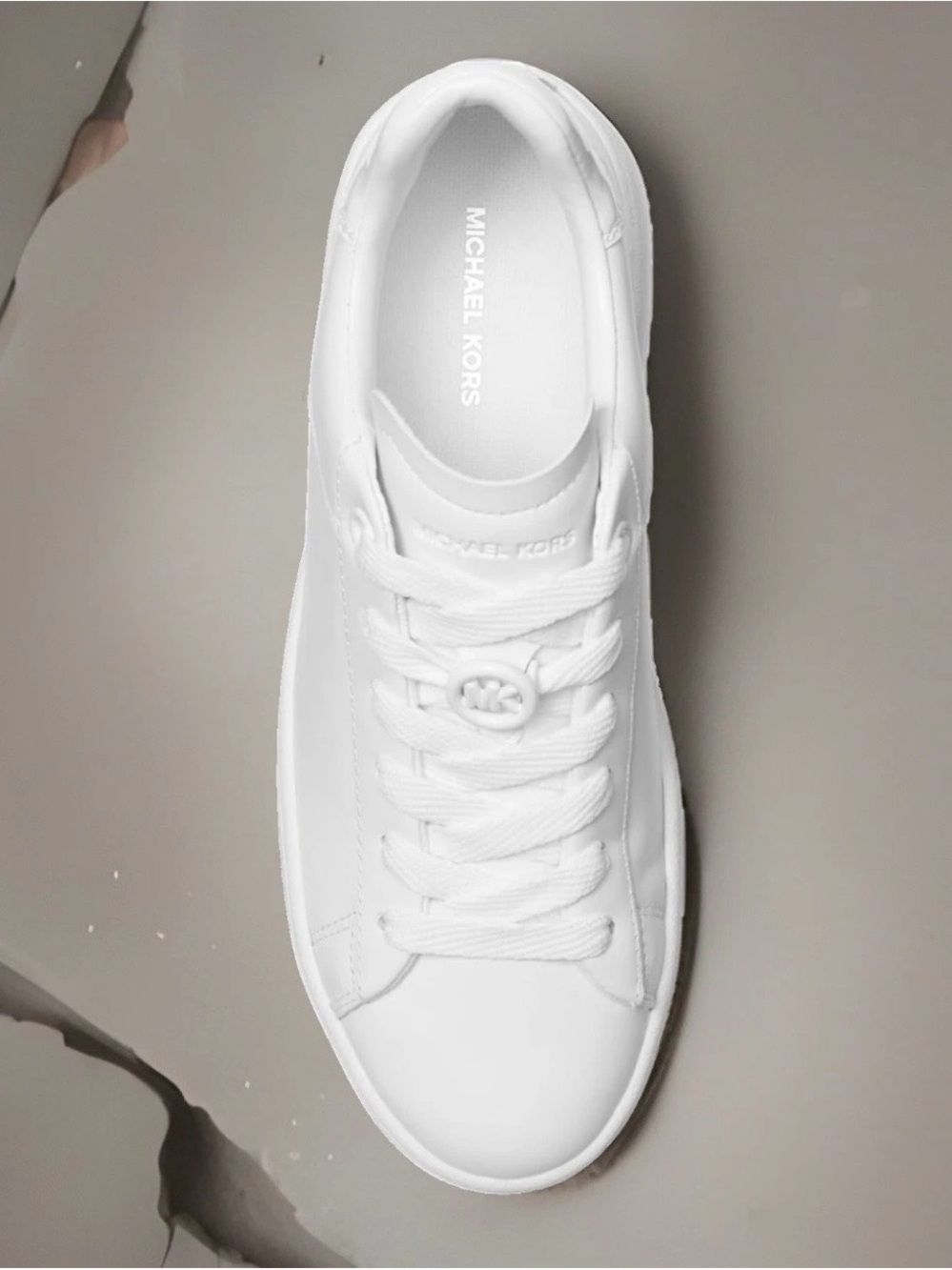 Michael Kors Leather Platform Optic White Sneakers Size 8 New